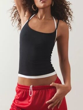 Urban Outfitters Out From Under Black Cotton Compression Layered Cami Tank Top